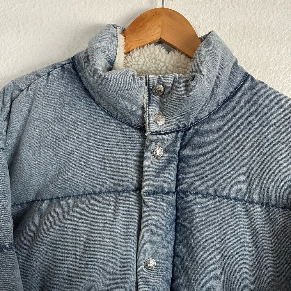 Levi’s Western Puffer Down Denim Jacket Oversized Sherpa Country Men Size Large